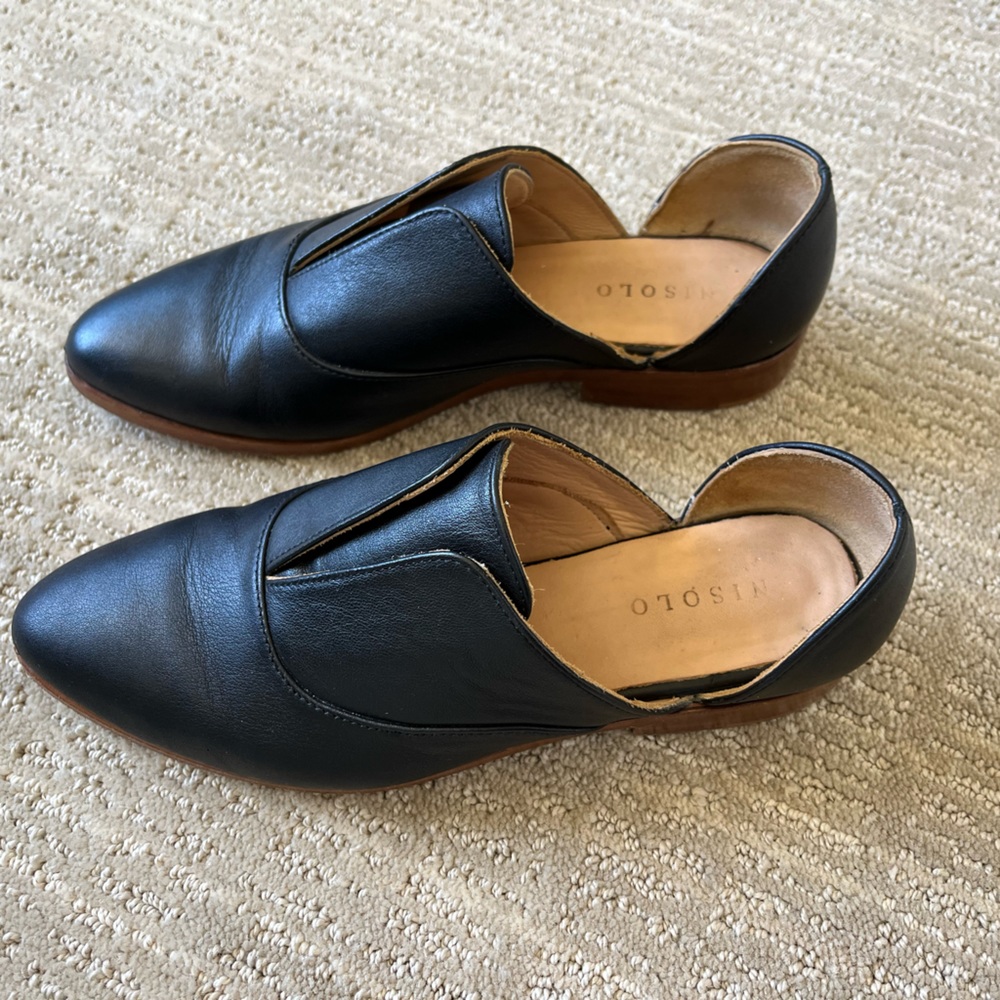 Nisolo Emma D’Orsay Oxford, size 6.5. Black leather.